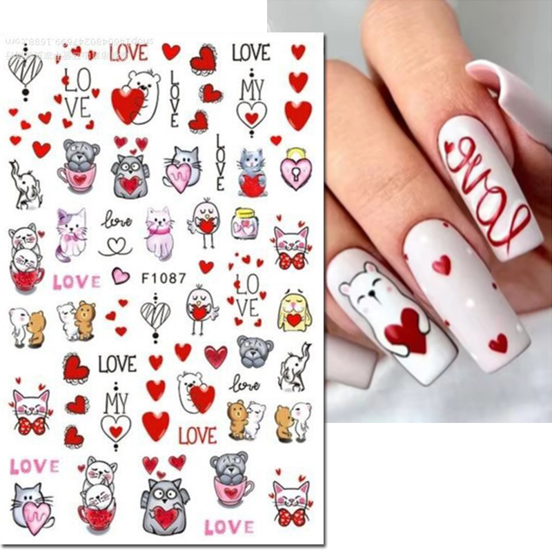 3d Nail Art Decals วันวาเลนไทน - Nail Art Valentines Day บทวิจารณ์และราคา
