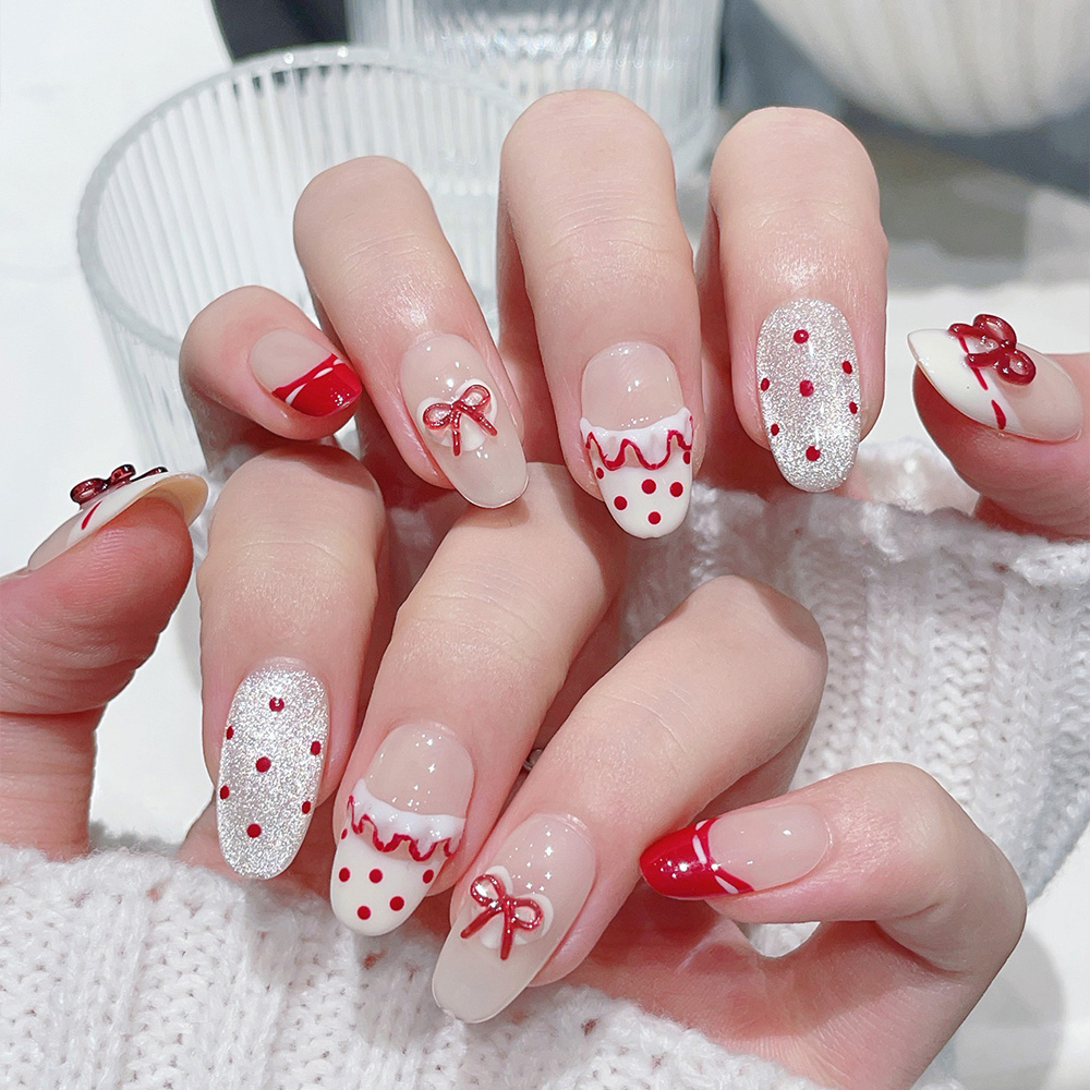 ชุดเล็บปลอมแบบกดติด 10 ชิ้น รู - Nail Art Oval บทวิจารณ์และราคา