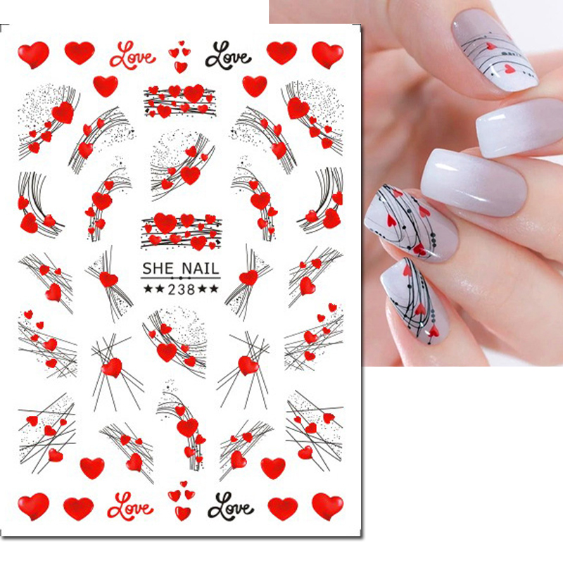 3d Nail Art Decals เส้นเรขาคณิ - Nail Art Valentines Day บทวิจารณ์และราคา
