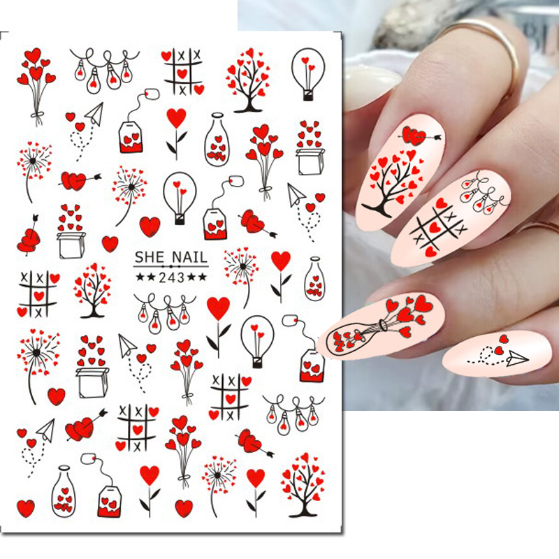 3d Nail Art Decals เส้นเรขาคณิ - Nail Art Valentines Day บทวิจารณ์และราคา