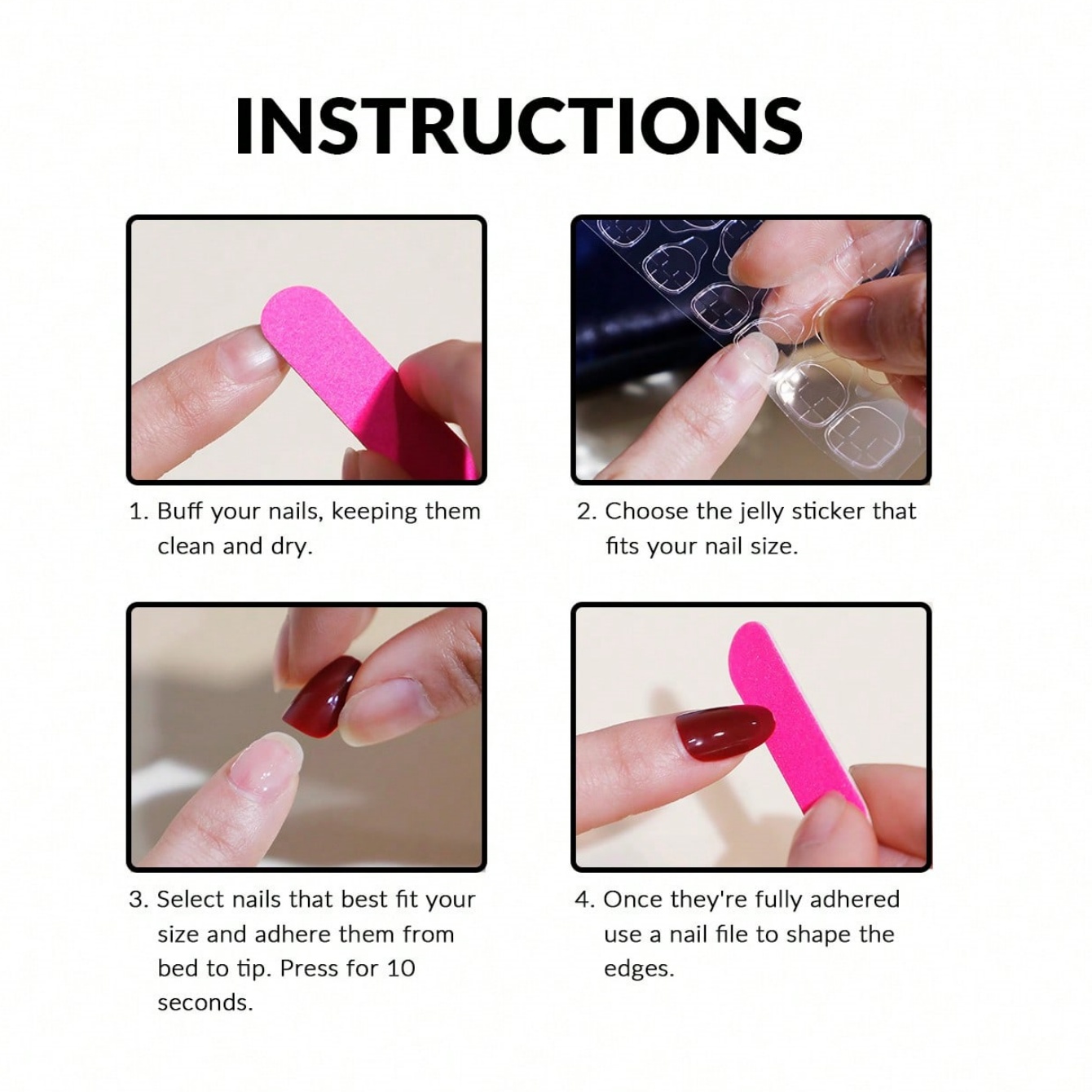 เล็บปลอมรูปวงรีแบบกดด้วยมือ 10 - Nail Art Oval บทวิจารณ์และราคา