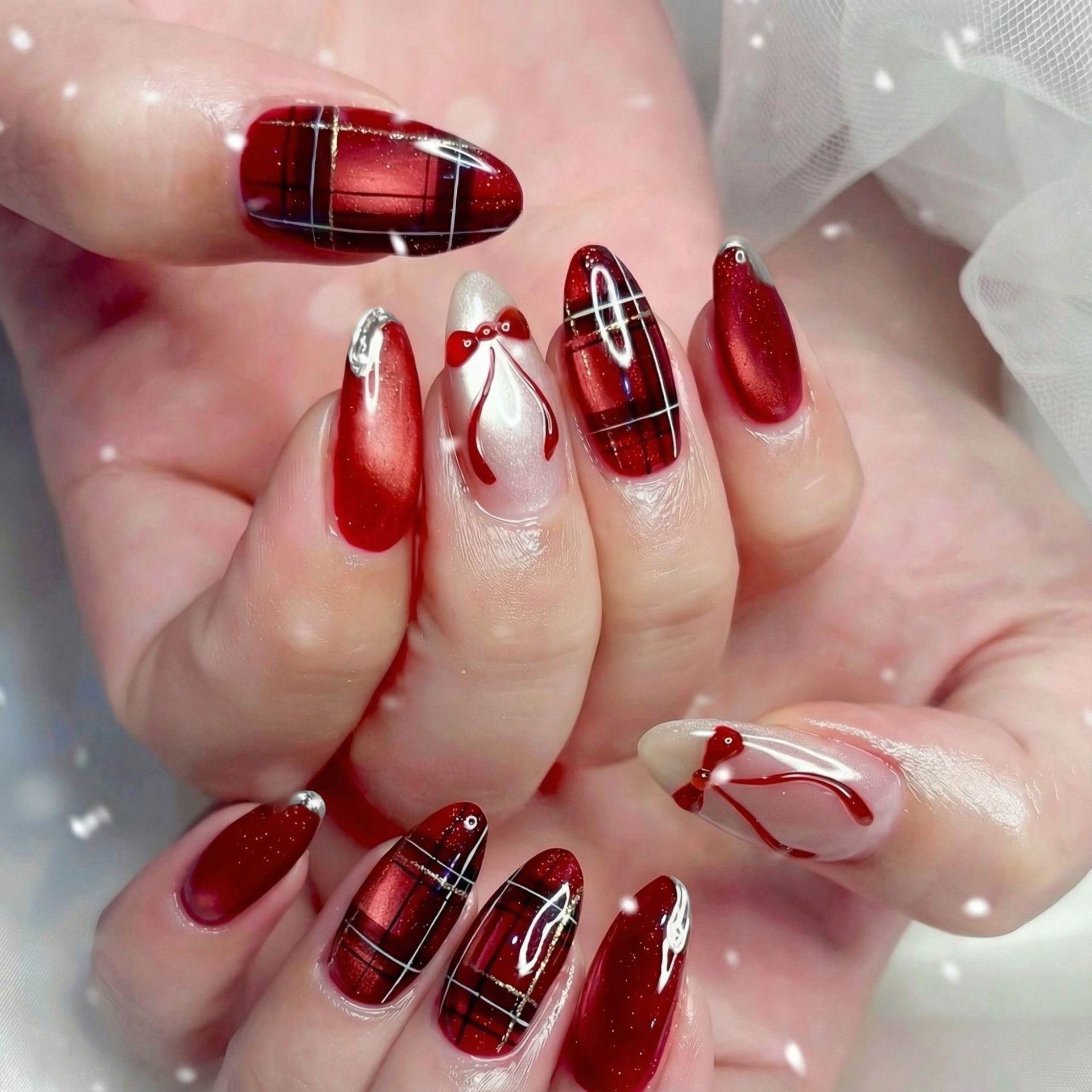 เล็บปลอม 3 มิติ ลายโบว์สีแดง 2 - Nail Art Valentines Day บทวิจารณ์และราคา