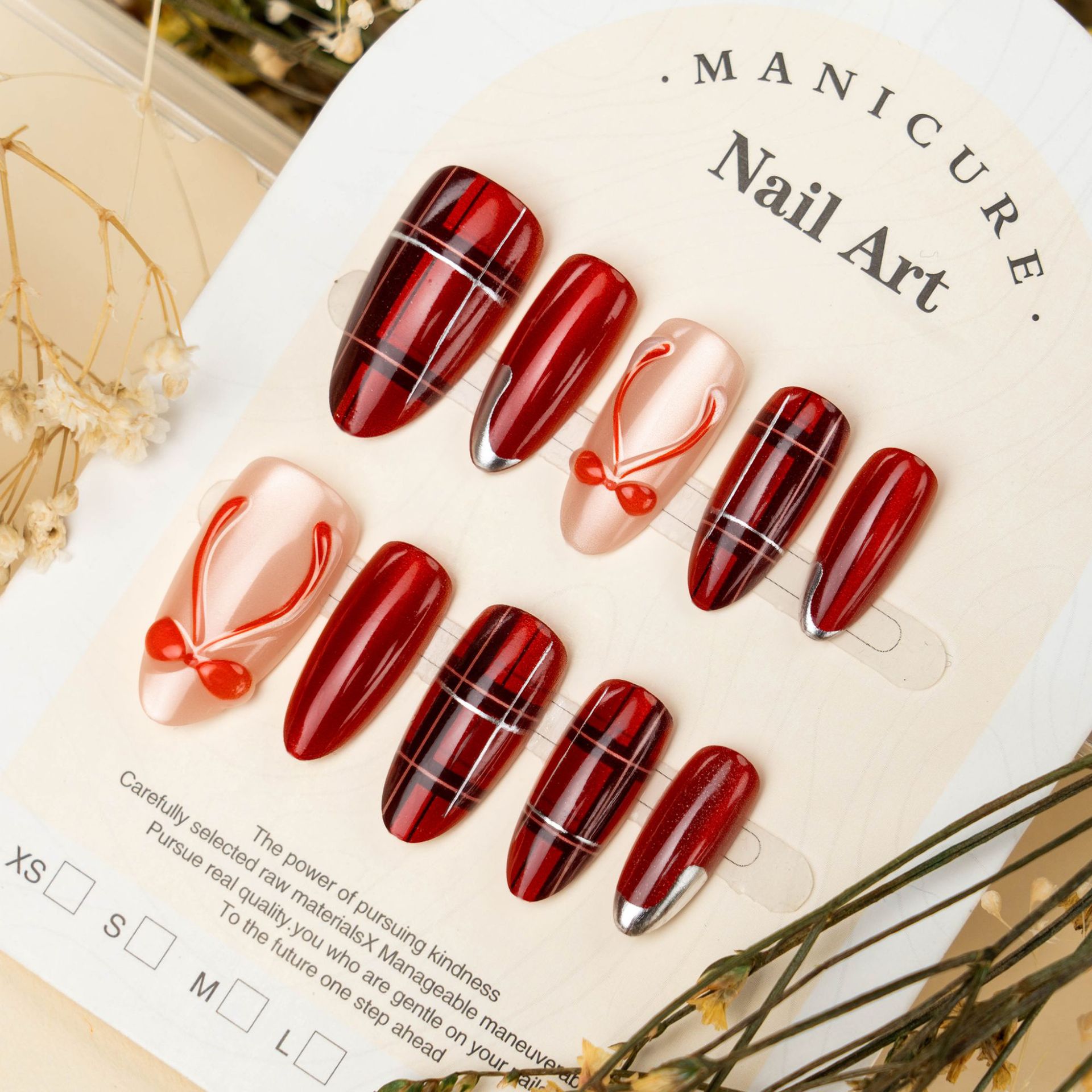 เล็บปลอม 3 มิติ ลายโบว์สีแดง 2 - Nail Art Valentines Day บทวิจารณ์และราคา