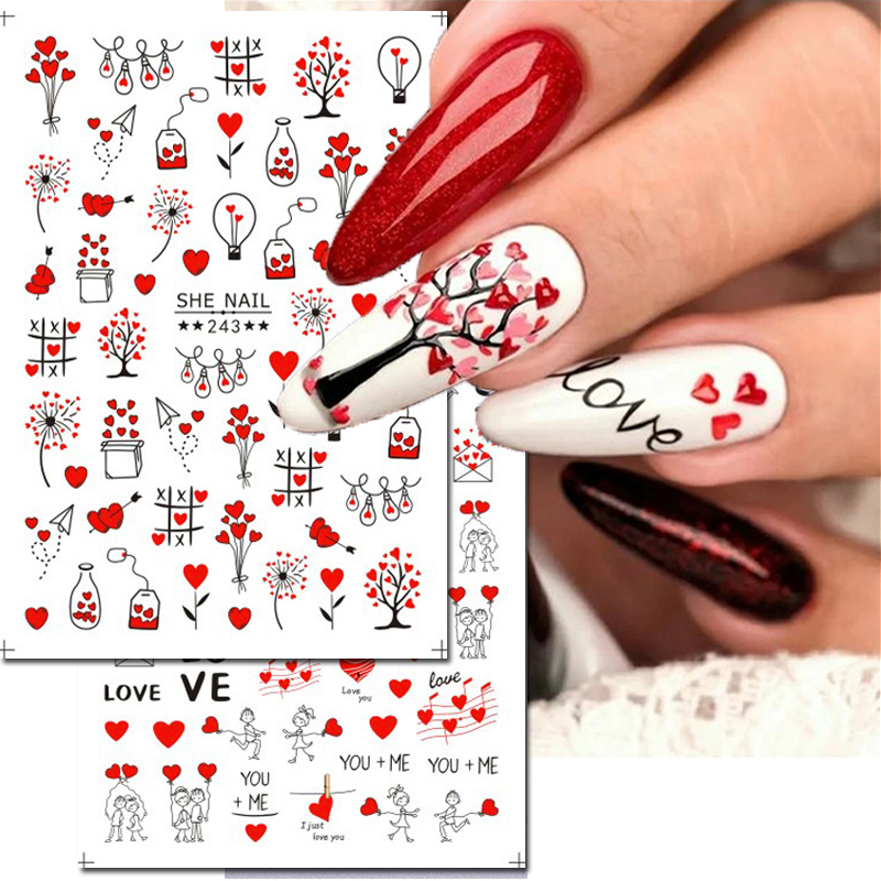 3d Nail Art Sliders สติกเกอร์ว - Nail Art Valentines Day บทวิจารณ์และราคา