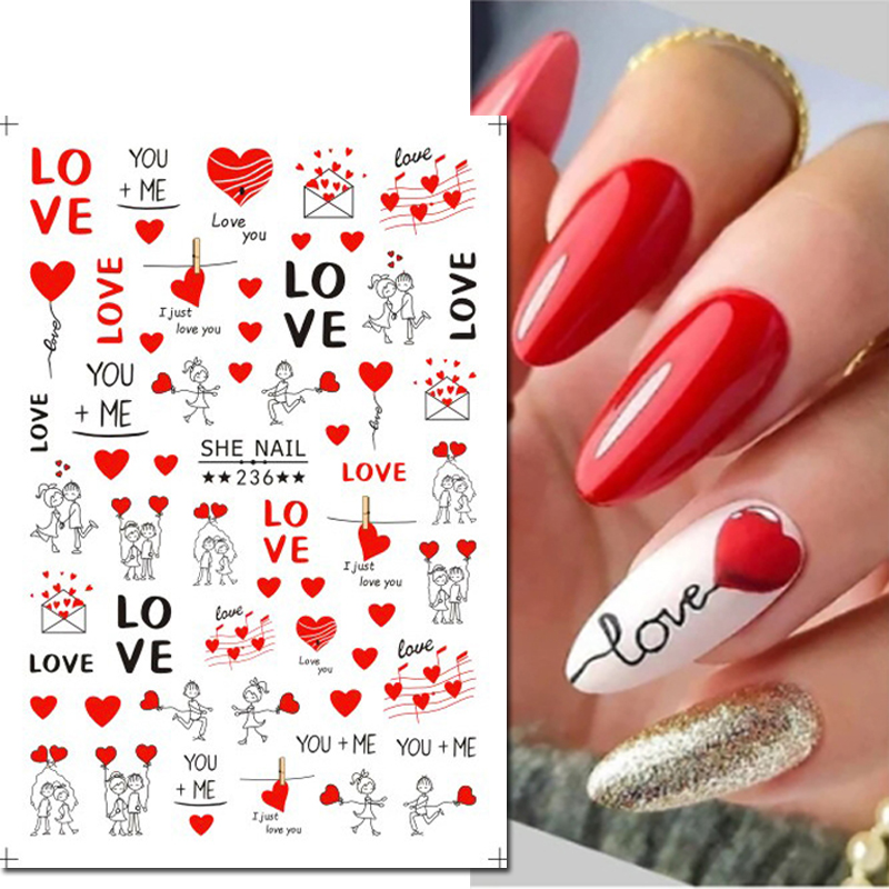 3d Nail Art Sliders สติกเกอร์ว - Nail Art Valentines Day บทวิจารณ์และราคา