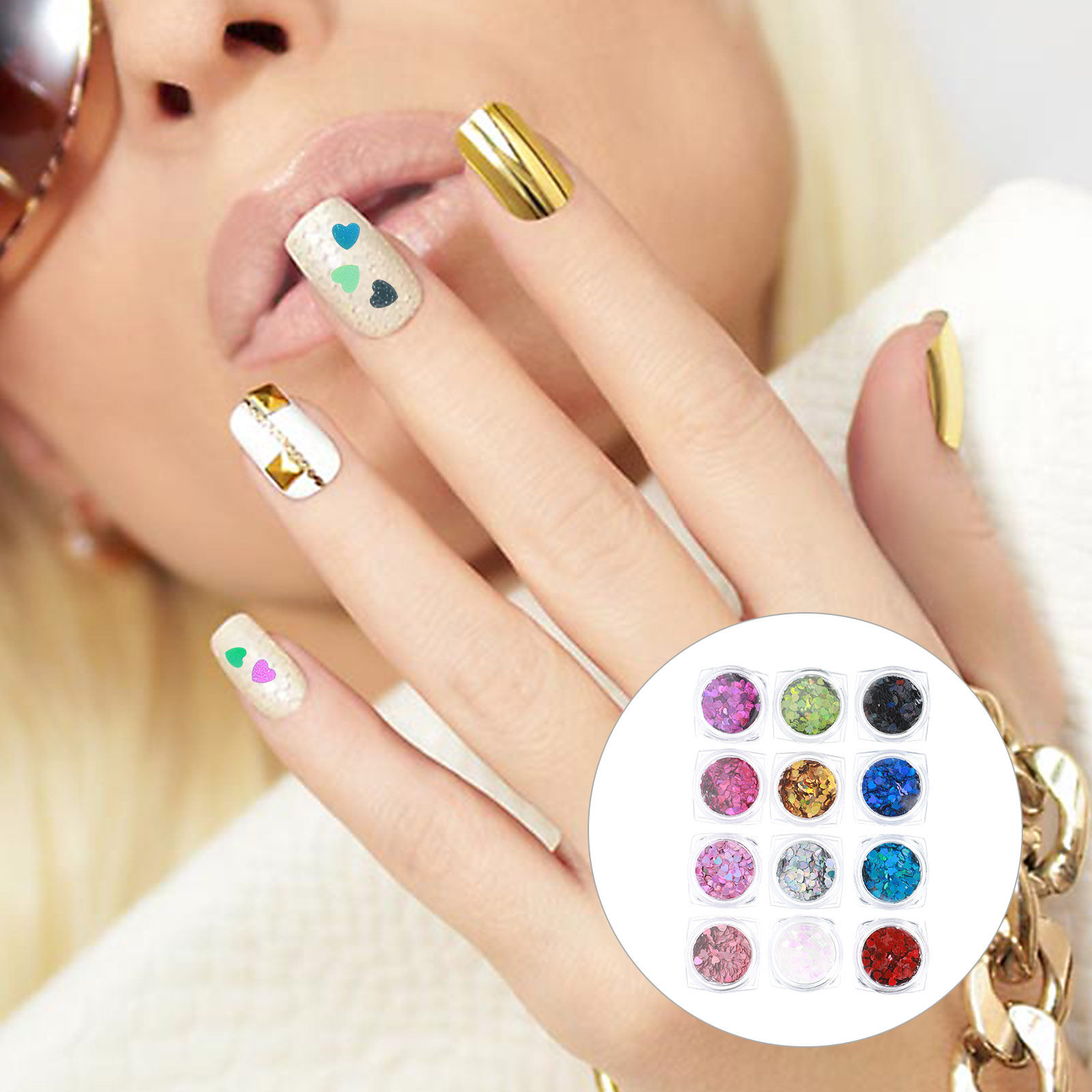 1 ชุด ชิ้นส่วนตกแต่งเล็บรูปหัว - Nail Art Valentines Day บทวิจารณ์และราคา