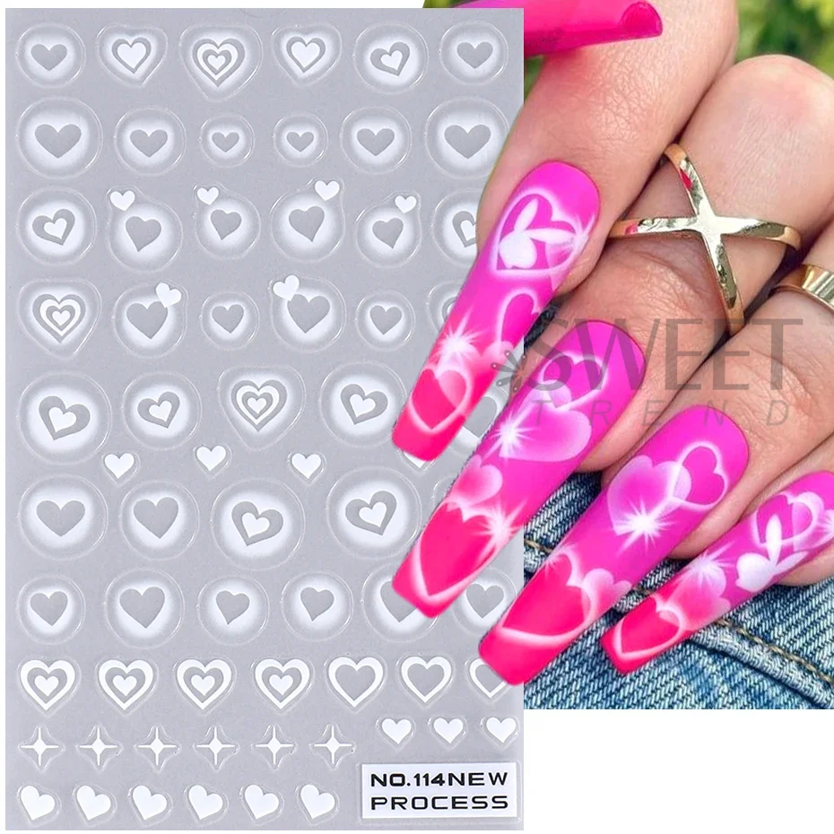 2pcs 3D Heart Star สติกเกอร์เล - Nail Art Valentines Day บทวิจารณ์และราคา