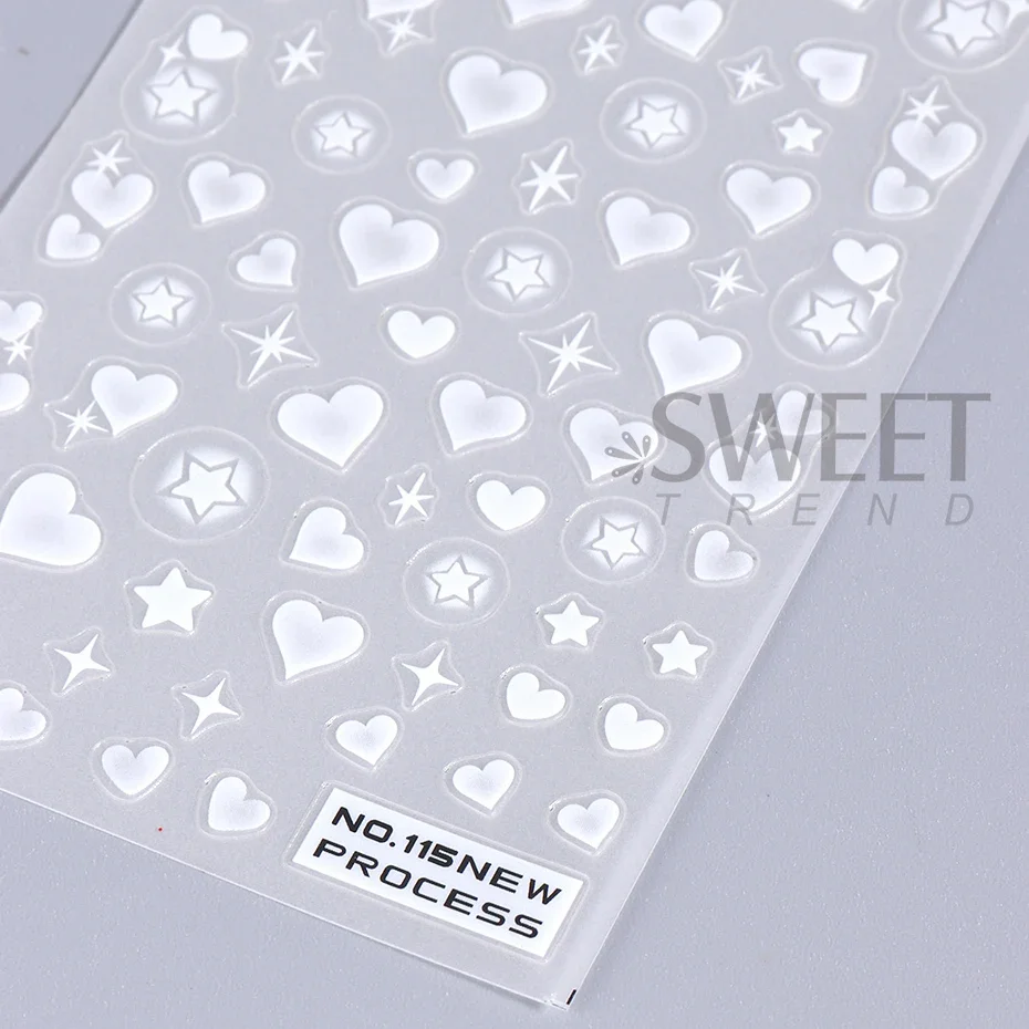 2pcs 3D Heart Star สติกเกอร์เล - Nail Art Valentines Day บทวิจารณ์และราคา