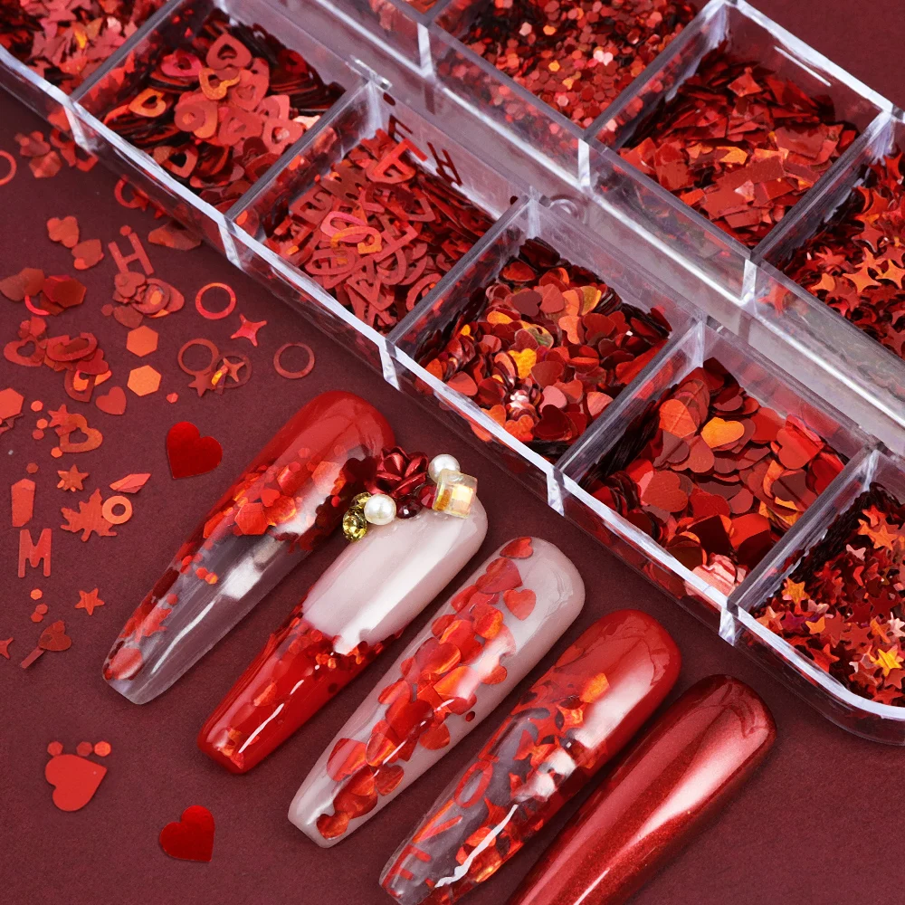แผ่นประกายระยิบระยับศิลปะเล็บส - Nail Art Valentines Day บทวิจารณ์และราคา