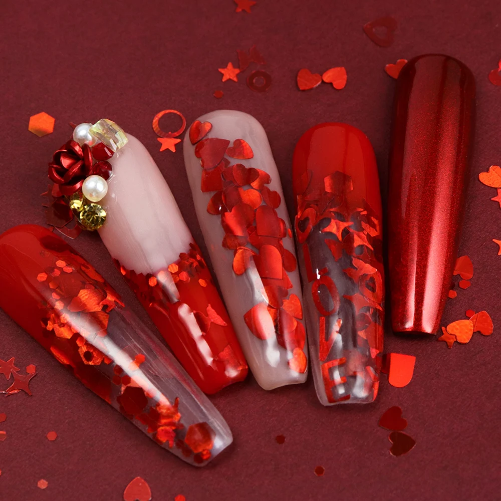 แผ่นประกายระยิบระยับศิลปะเล็บส - Nail Art Valentines Day บทวิจารณ์และราคา