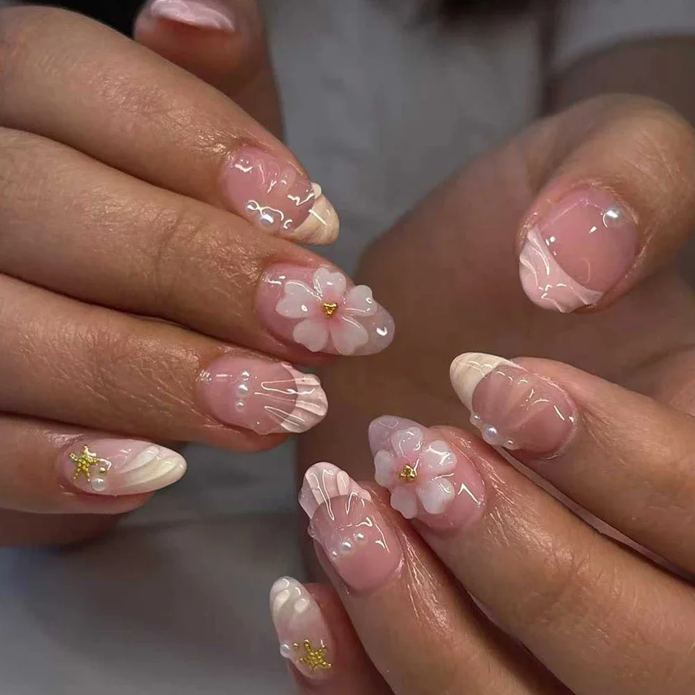 เล็บปลอมทรงสั้นรูปไข่ 3D ลายเป - Nail Art Oval บทวิจารณ์และราคา