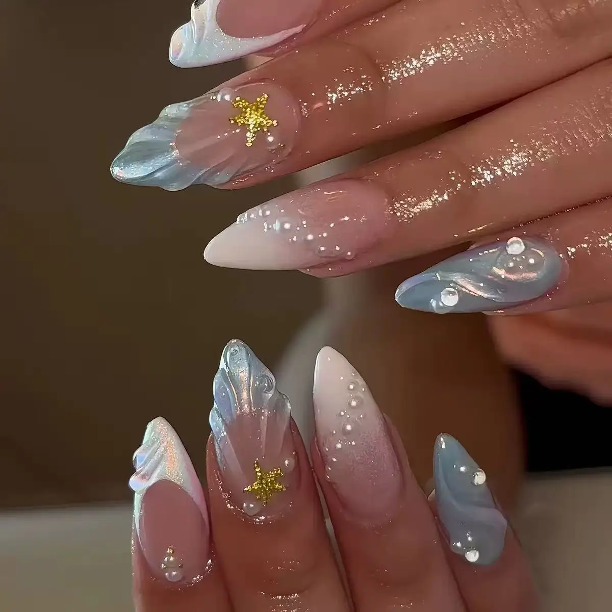 เล็บปลอมทรงสั้นรูปไข่ 3D ลายเป - Nail Art Oval บทวิจารณ์และราคา