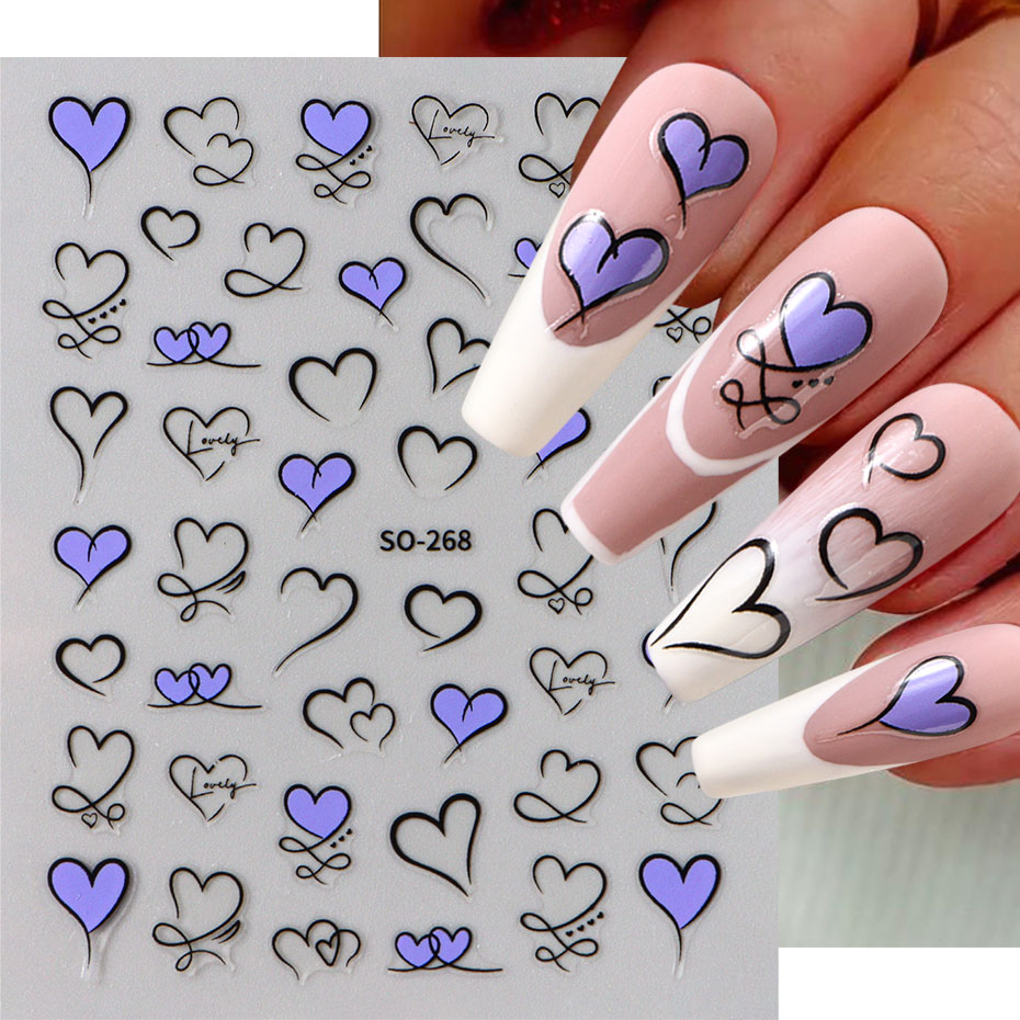 3pcs Y2K Gold Wave Line Heart  - Nail Art Valentines Day บทวิจารณ์และราคา