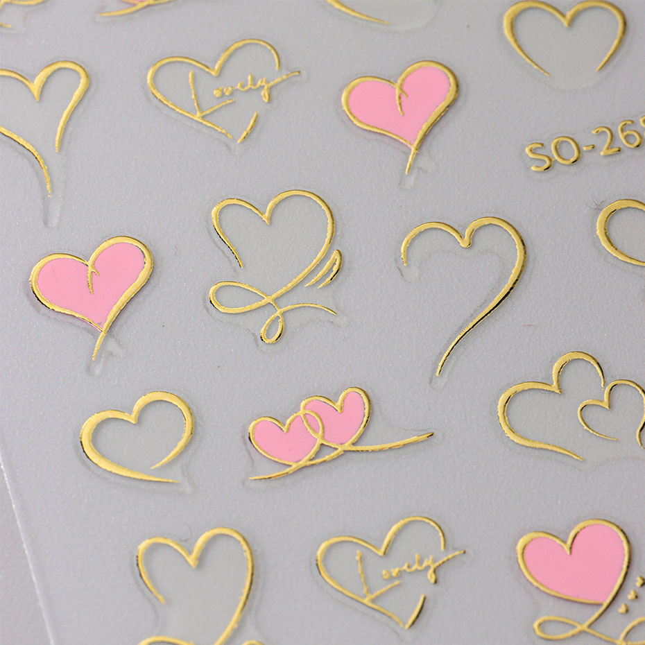 3pcs Y2K Gold Wave Line Heart  - Nail Art Valentines Day บทวิจารณ์และราคา