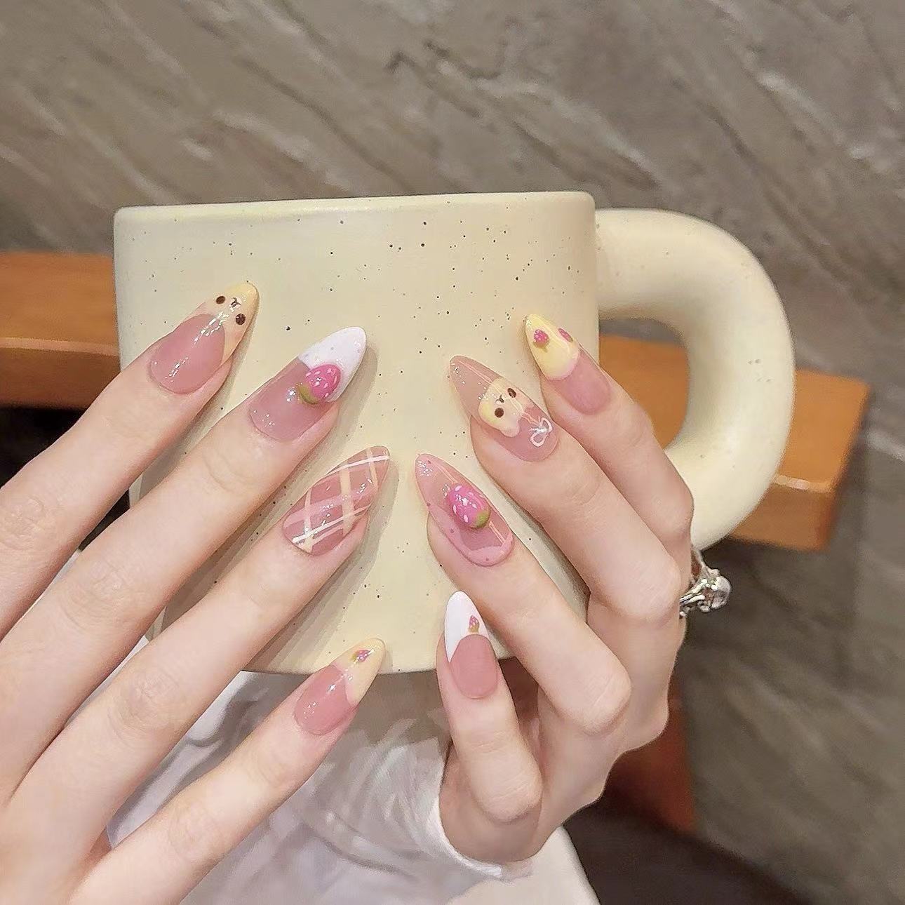 10 ชิ้น ชุดเล็บปลอมรูปไข่ขนาดก - Nail Art Oval บทวิจารณ์และราคา