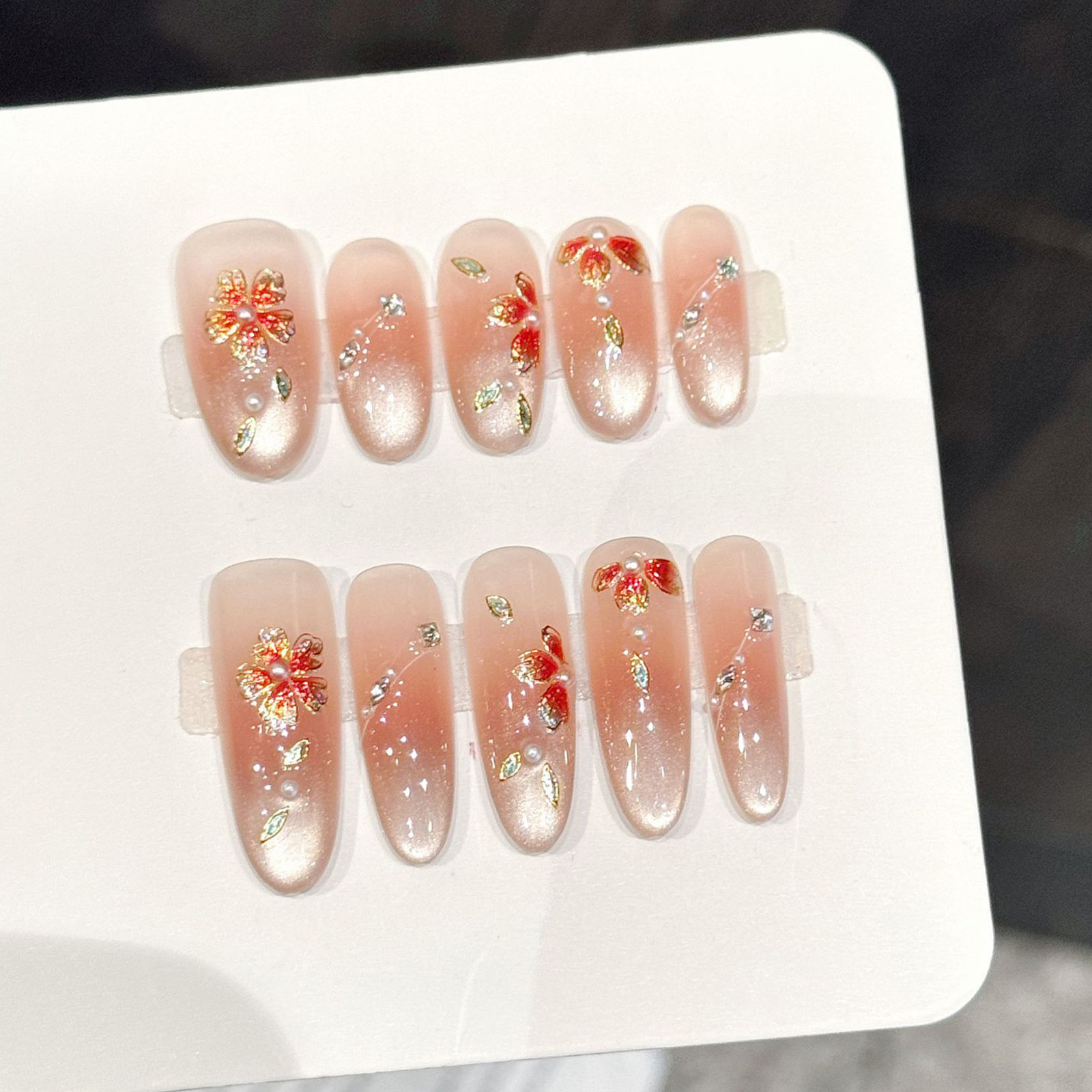 เล็บปลอมทำมือ 10 ชิ้น กดติดเล็ - Nail Art Oval บทวิจารณ์และราคา