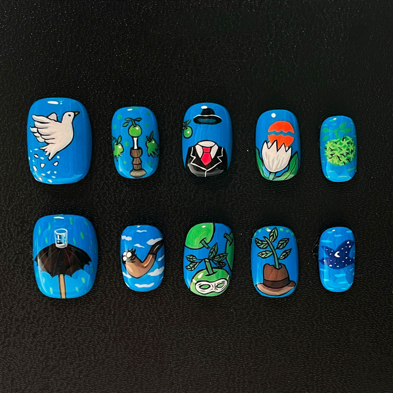10 ชิ้น เล็บปลอมลายการ์ตูนดีไซ - Nail Art Oval บทวิจารณ์และราคา